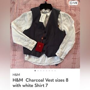 H&M Dark Gray Vest with Ivory Shirt sizes  7 n 8